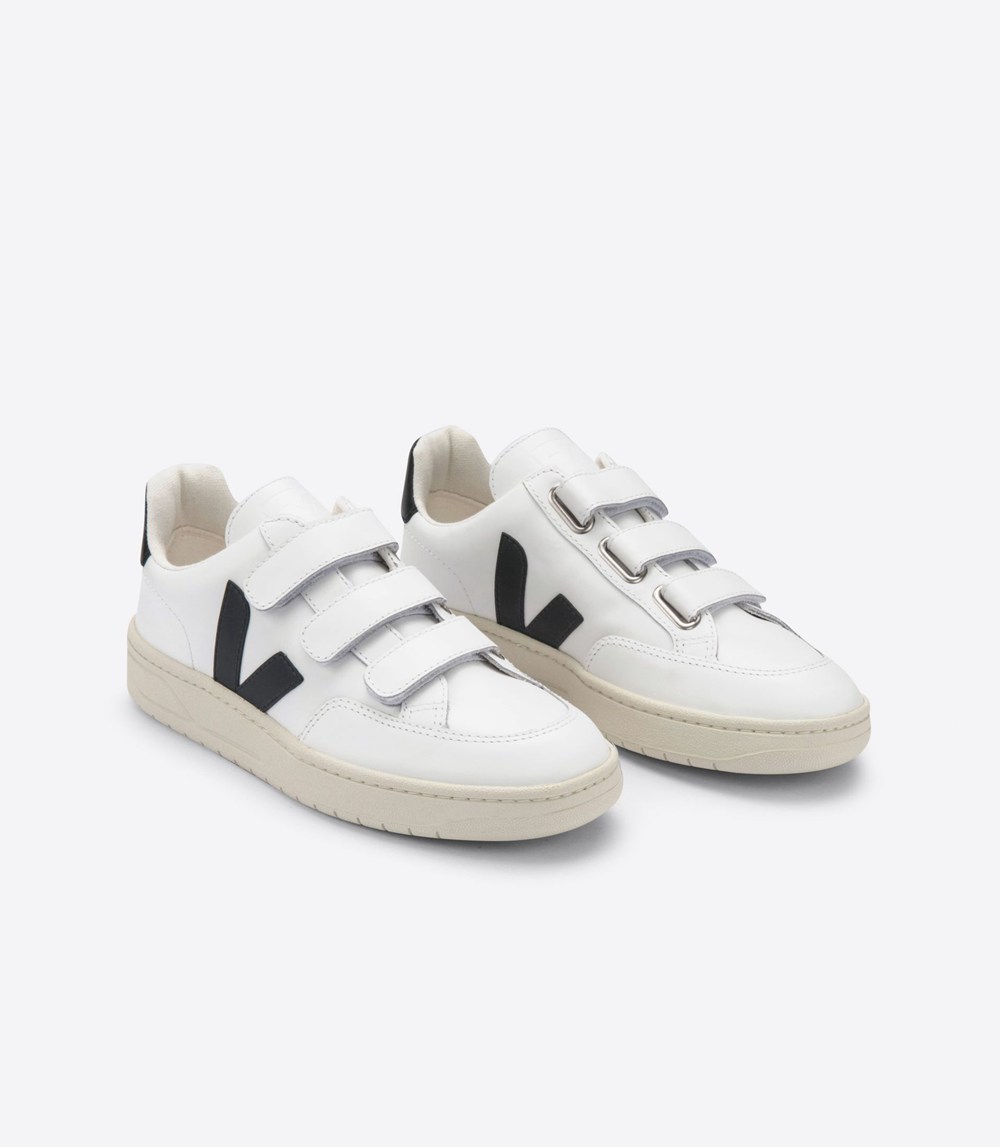 Tenis Veja Mujer - V-Lock Cuero - Blancos/Negros - 169VLEQRJ